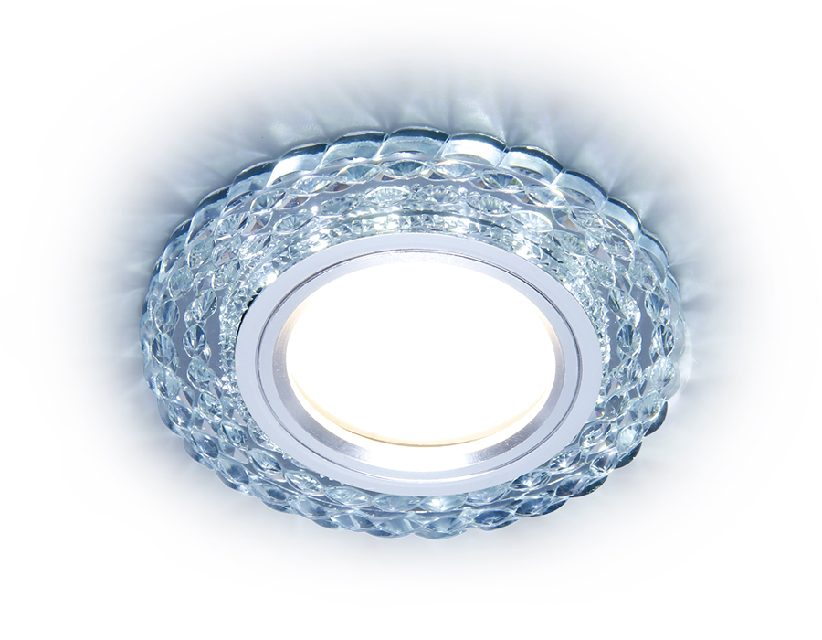 Встраиваемый точечный светильник MR16 с LED подсветкой S287 CL прозрачный GU5.3+3W(LED WHITE) D90*25 - Viokon.com