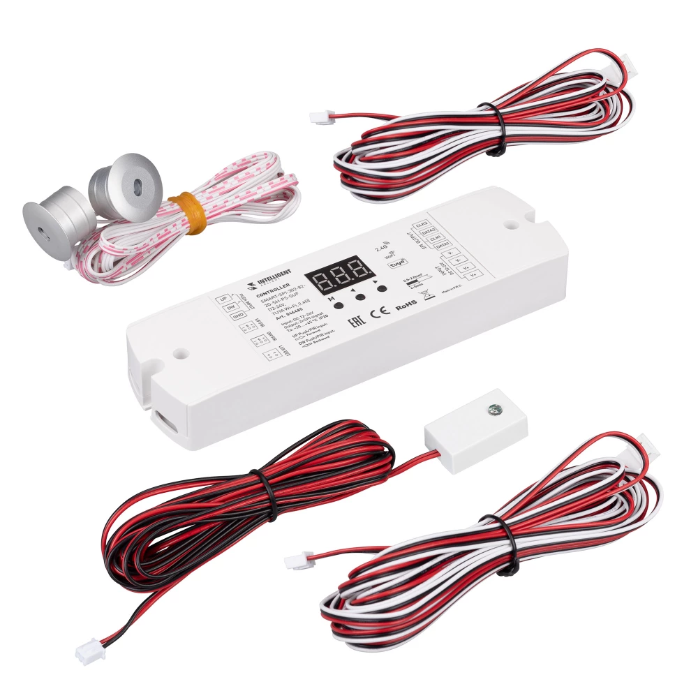 INTELLIGENT ARLIGHT Контроллер лестничный SMART-SPI-302-82-2G-SH-PS-SUF (12-24V, TUYA Wi-Fi, 2.4G) (IARL, IP20 Пластик, 5 лет) 046485 - Viokon.com