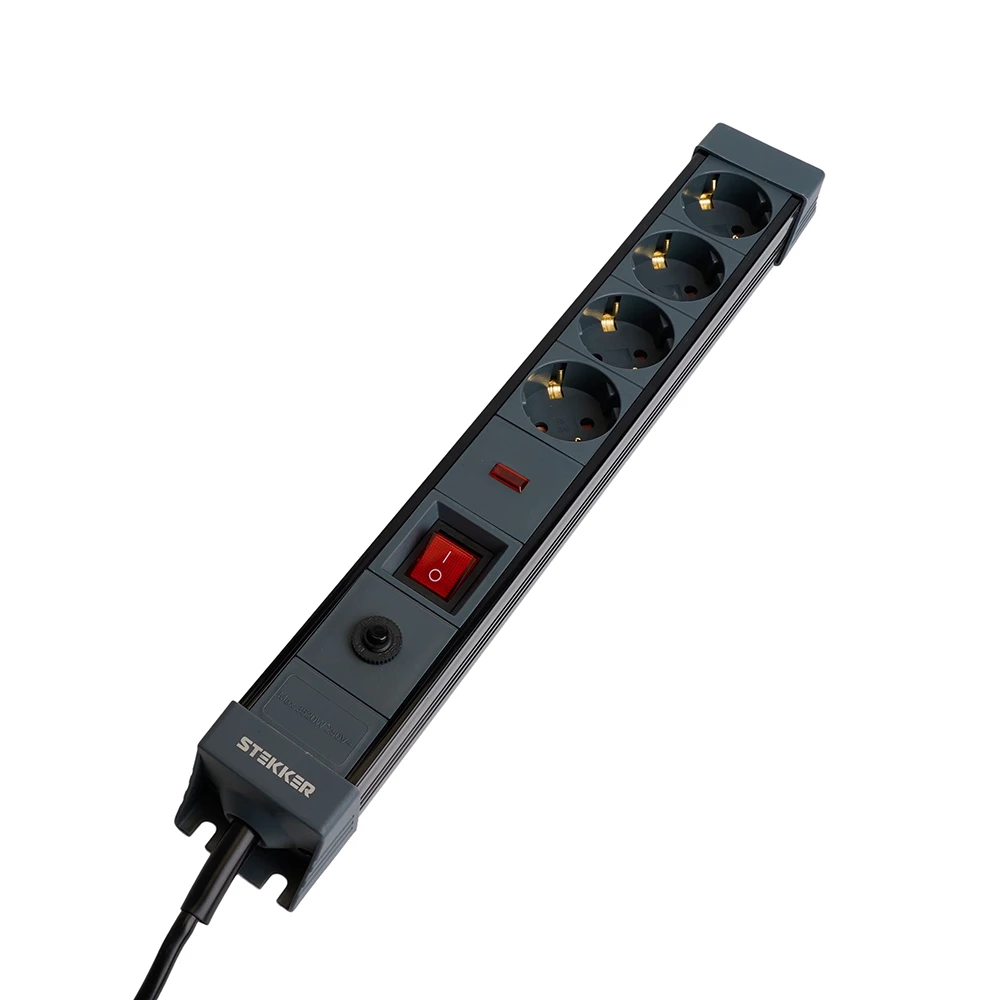 Сетевой фильтр 4-местный с/з STEKKER 3x1мм2, 5 м, 250В, 16А, серия Techno, HM22-41-05, черный (50158) - Viokon.com
