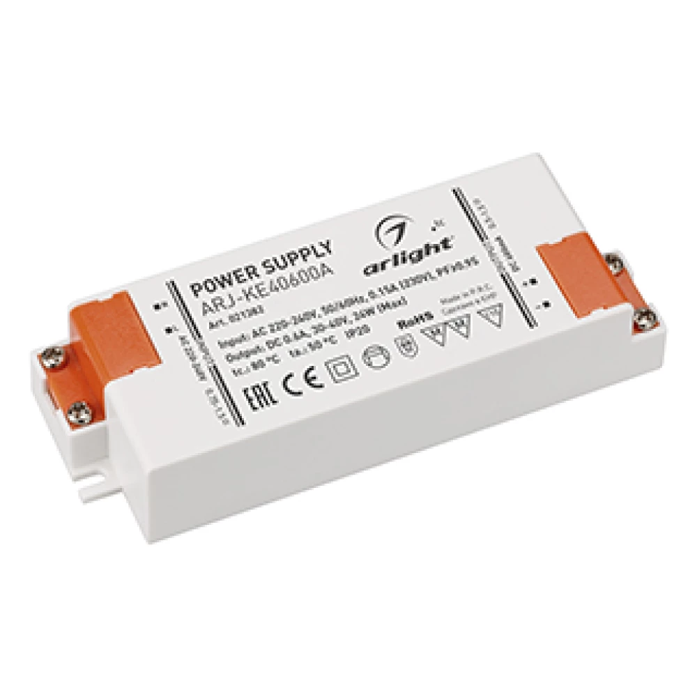 Блок питания ARJ-KE40600A (24W, 600mA, PFC) (Arlight, IP20 Пластик, 5 лет) 021382 - Viokon.com