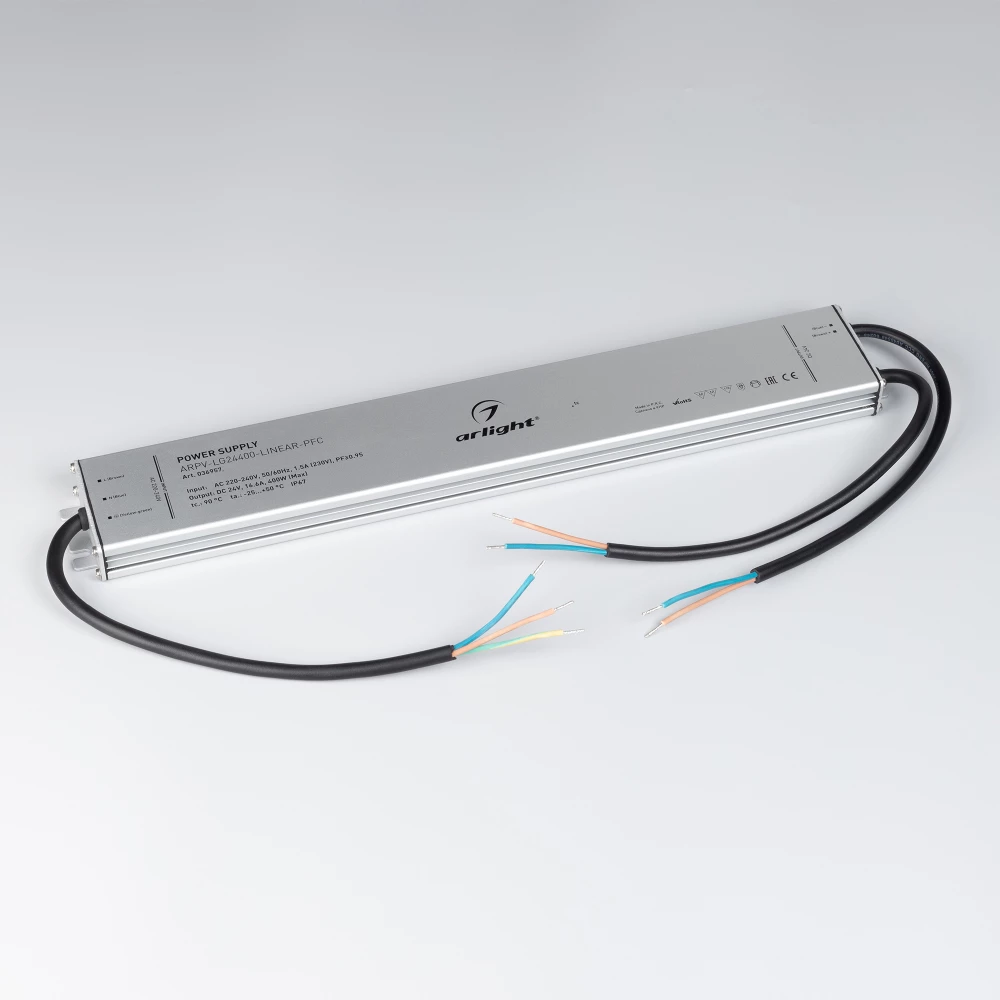 Блок питания ARPV-LG24400-LINEAR-PFC (24V, 16.6A, 400W) (Arlight, IP67 Металл, 5 лет) 036957 - Viokon.com