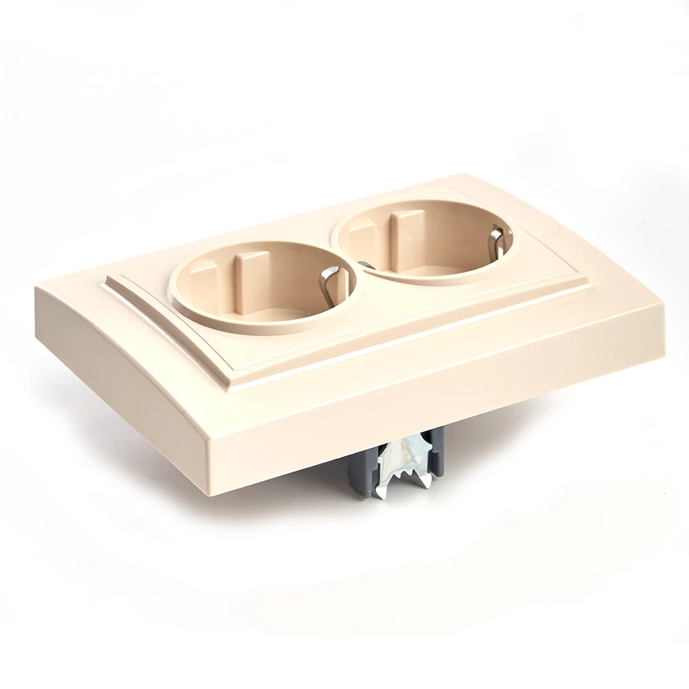 Розетка 2-местная с/з, STEKKER, PST16-9014-02, 250В, 16А с защитной шторкой, серия Эрна, слоновая кость (39240) - Viokon.com