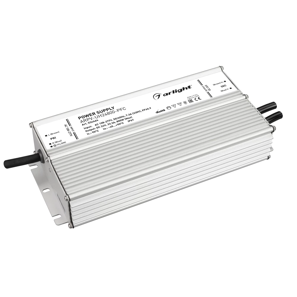 Блок питания ARPV-UH24800-PFC (24V, 33.3A, 800W) (Arlight, IP67 Металл, 7 лет) 034464 - Viokon.com