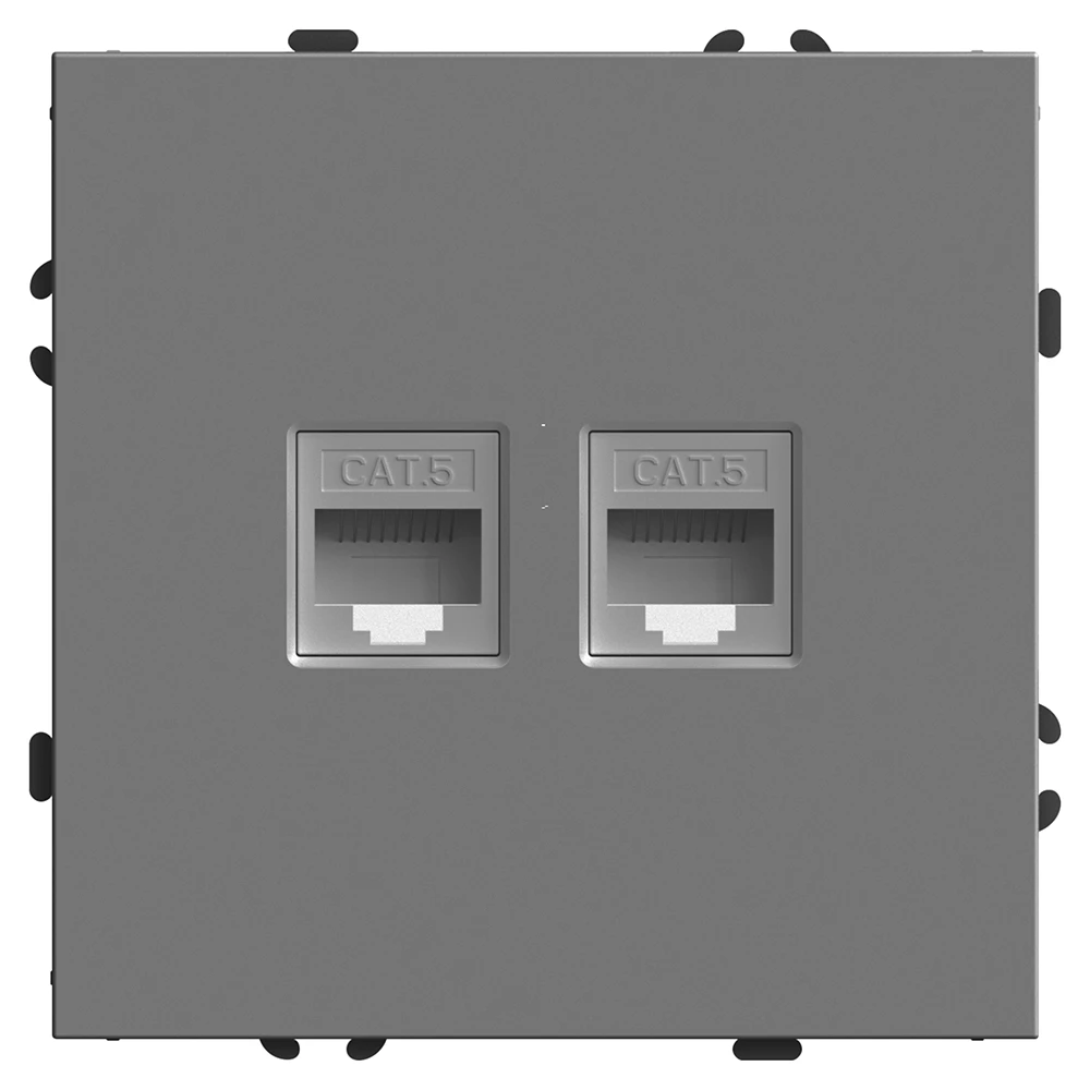 Розетка компьютерная 2-местная RJ-45 (механизм), STEKKER, серия Эмили, RST00-5111-10, платиново-серый, soft touch (49952) - Viokon.com