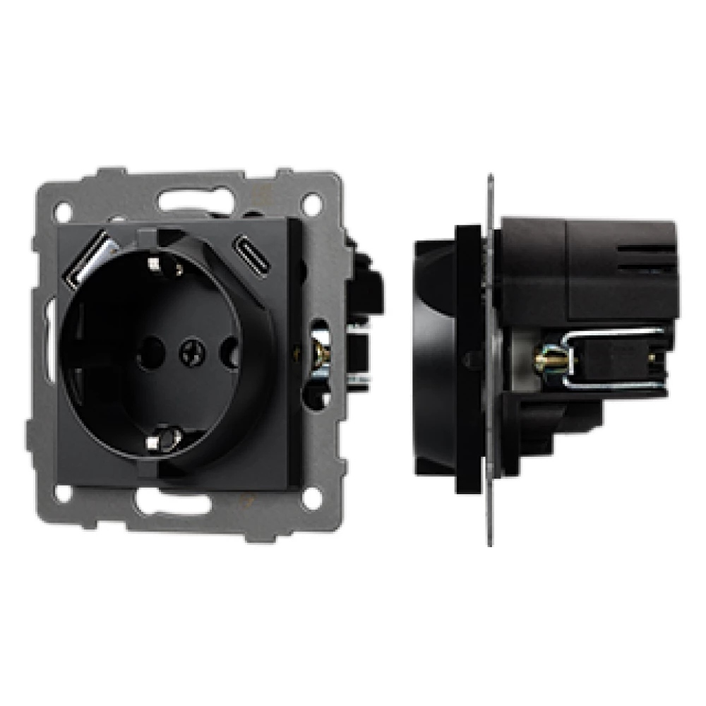 Механизм розетки с USB зарядкой SCT-MUAC-PL-BK-V (250V, 16A) (Arlight, -) 049830 - Viokon.com