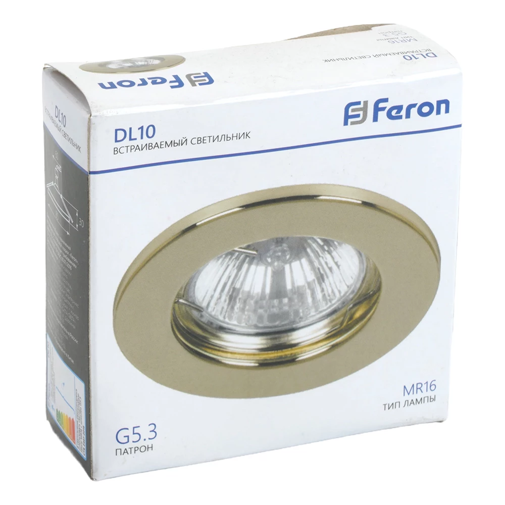 Светильник встраиваемый Feron DL10 потолочный MR16 G5.3 золотистый (15110) - Viokon.com