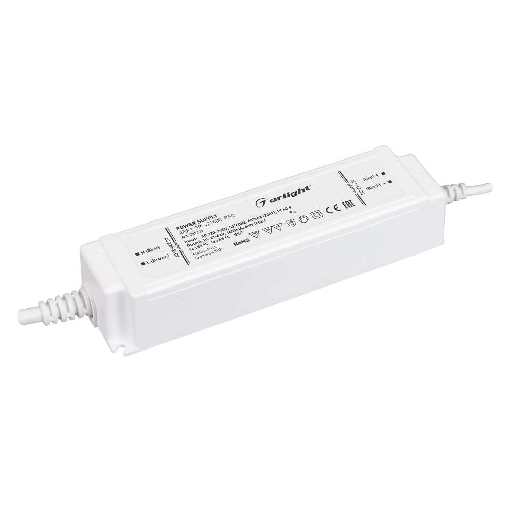 Блок питания ARPJ-SP-421400-PFC (60W, 21-42V, 1.4A) (Arlight, IP67 Пластик, 5 лет) 037271 - Viokon.com