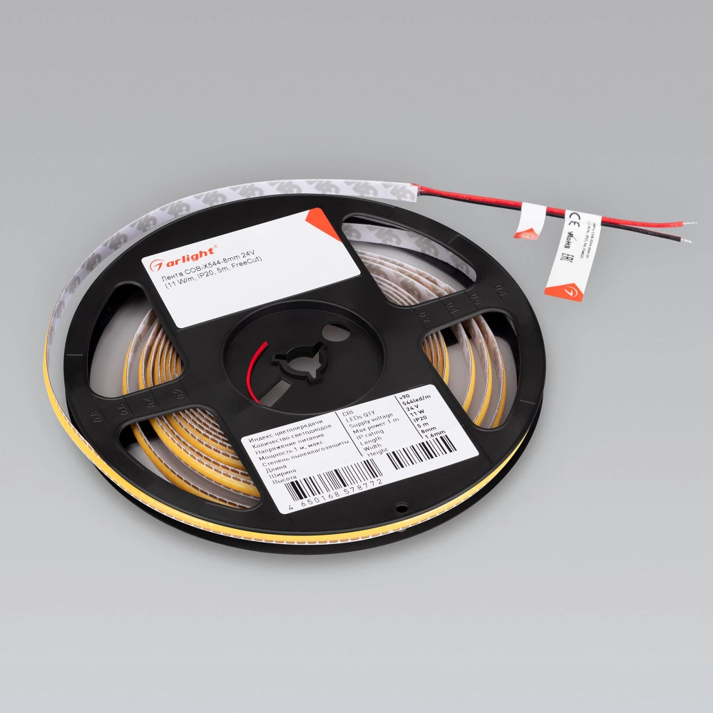 Лента COB-X544-8mm 24V White6000 (11 W/m, IP20, 5m, FreeCut) (Arlight, Свободная резка) 043412 - Viokon.com