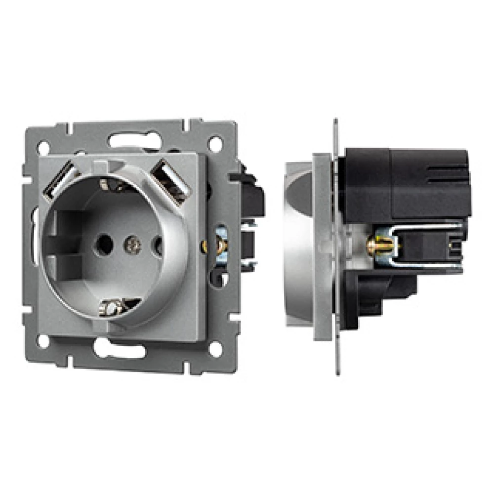 Механизм розетки с USB зарядкой SCT-MUAA-PL-GR-V (250V, 16A) (Arlight, -) 049820 - Viokon.com