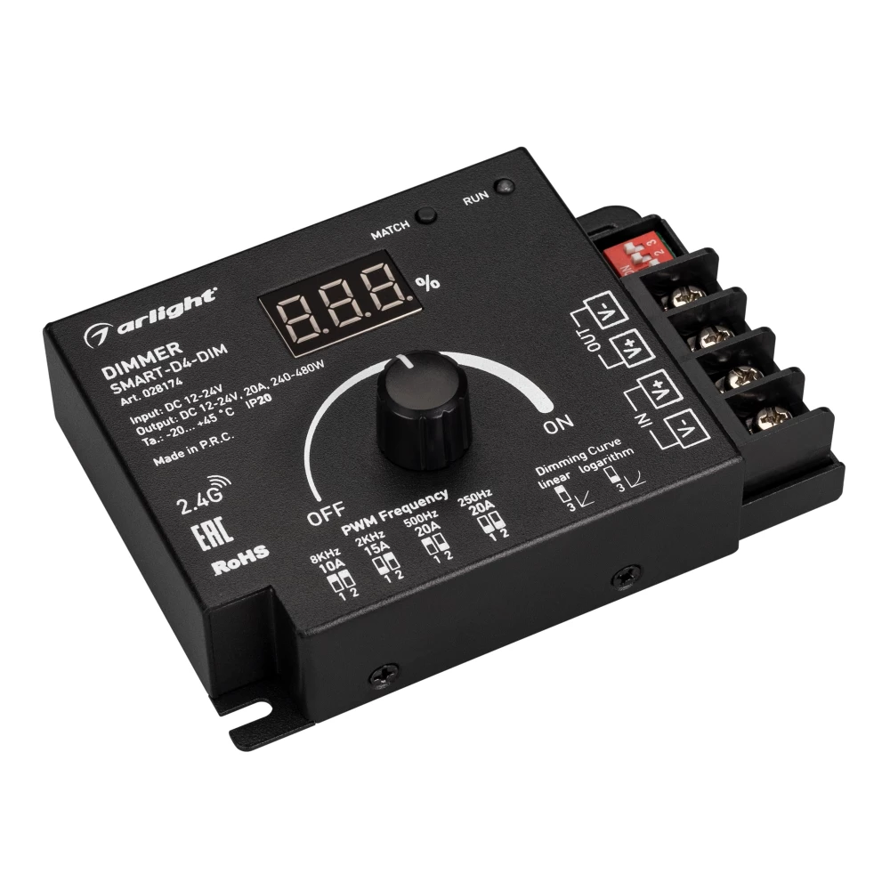 Диммер SMART-D4-DIM (12-24V, 1x20A. 2.4G) (Arlight, IP20 Металл, 5 лет) 028174 - Viokon.com