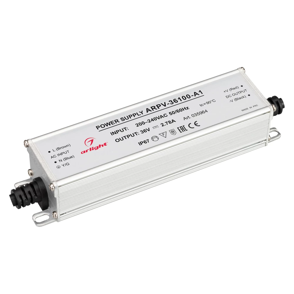 Блок питания ARPV-36100-A1 (36V, 2.78A, 100W) (Arlight, IP67 Металл, 3 года) 035964 - Viokon.com