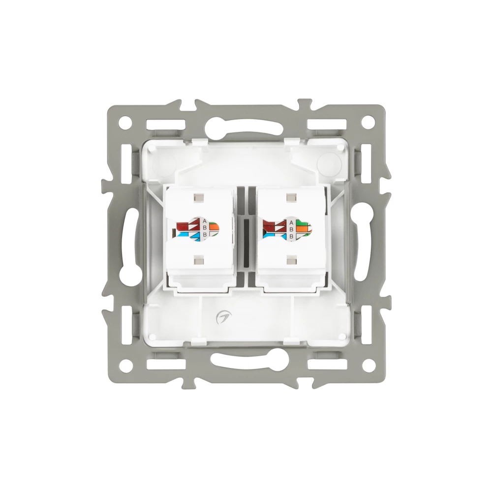 Механизм компьютерной розетки двойной SCT-MPC2-PL-WH (RJ-45, CAT6) (Arlight, -) 045336 - Viokon.com