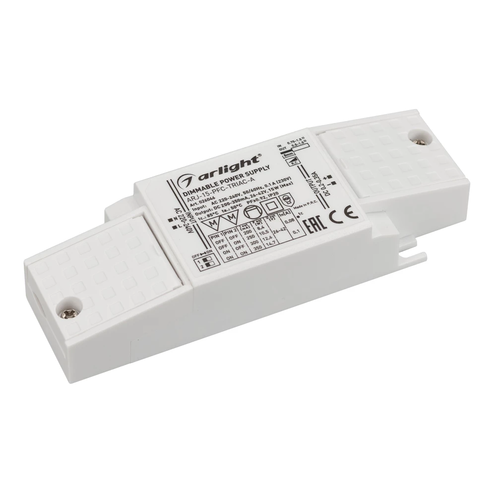 Блок питания ARJ-15-PFC-TRIAC-A (15W, 200-350mA) (Arlight, IP20 Пластик, 5 лет) 026046 - Viokon.com