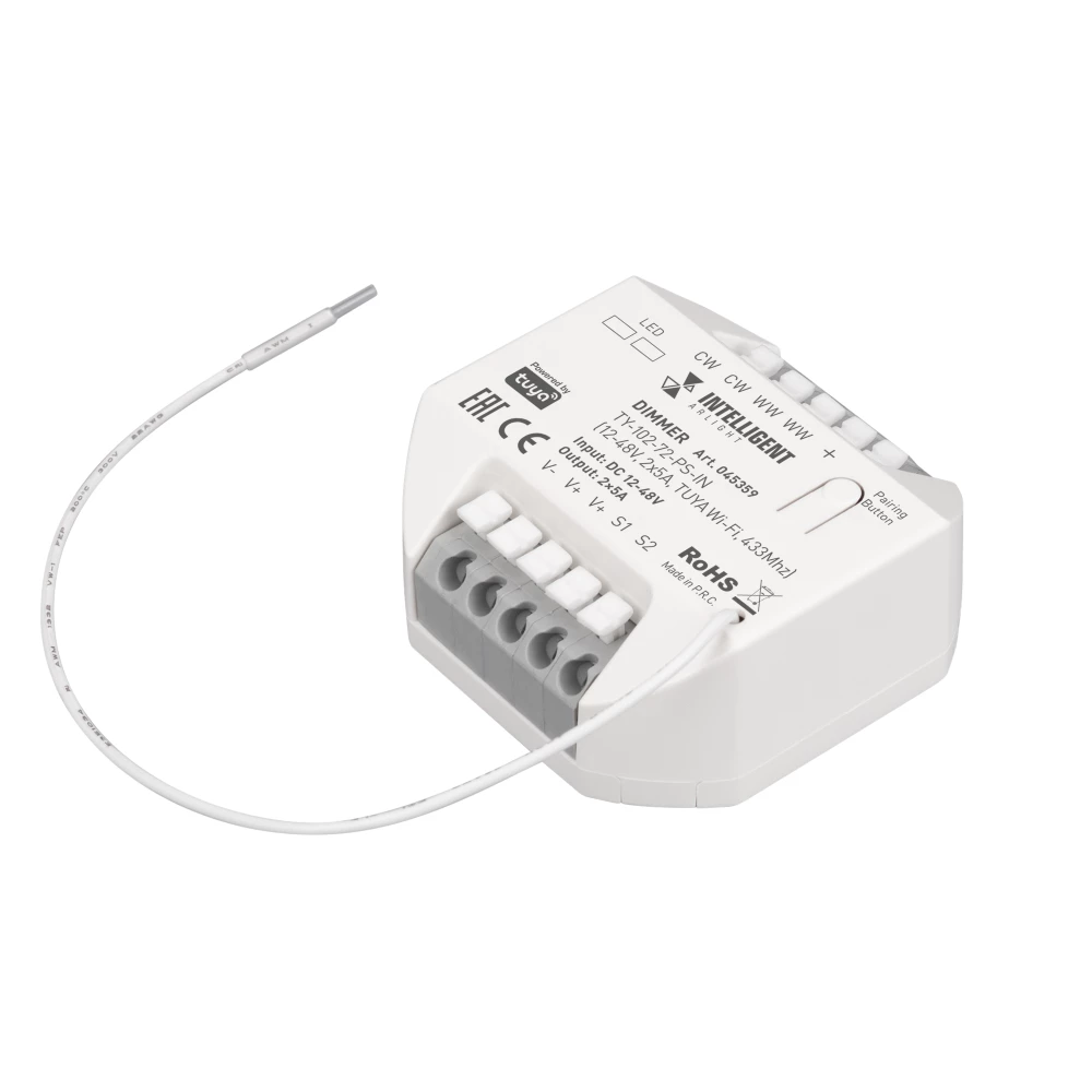 INTELLIGENT ARLIGHT Диммер TY-102-72-PS-IN (12-48V, 2x5A, TUYA Wi-Fi, 433Mhz) (IARL, Контроллер) 045359 - Viokon.com