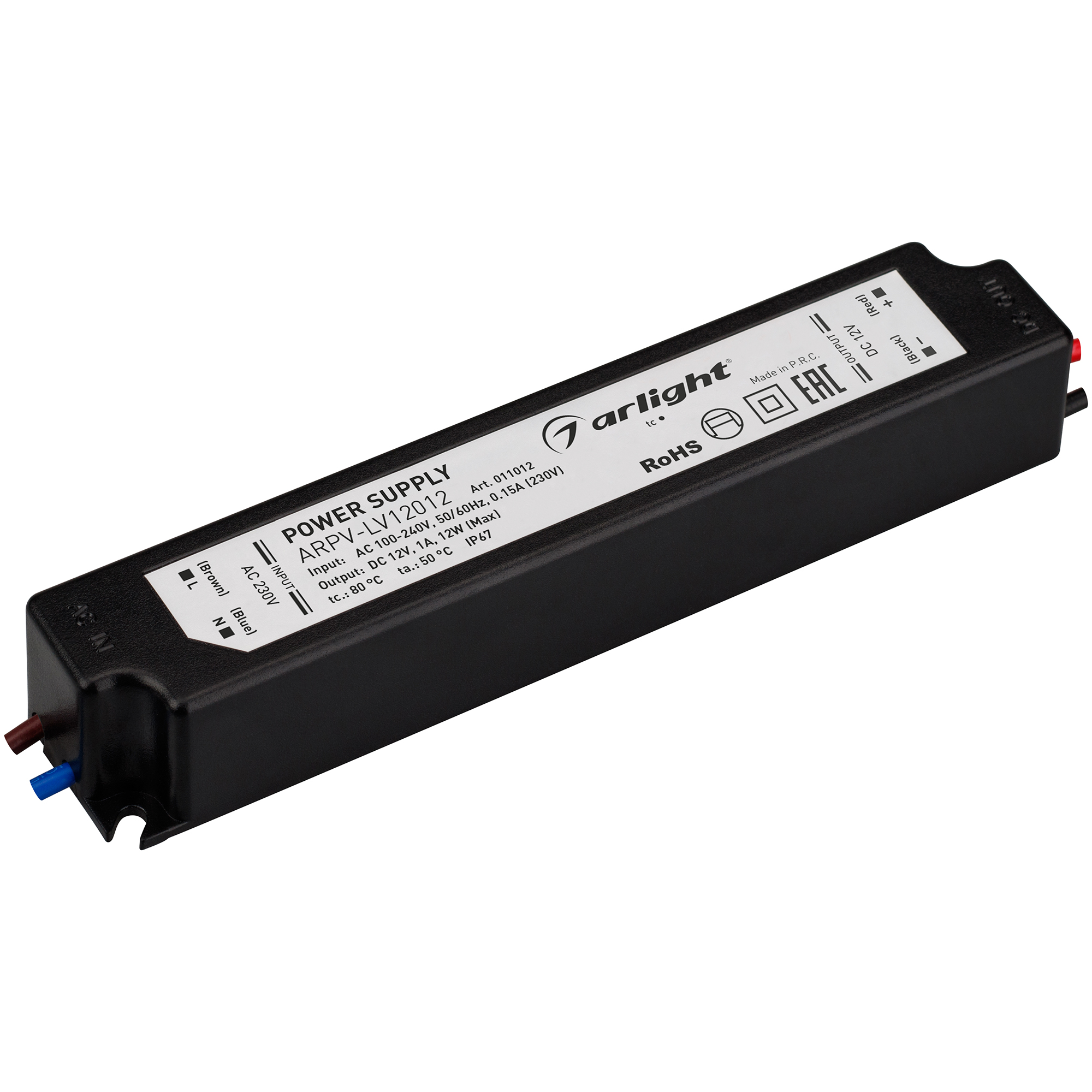 Блок питания ARPV-LV12012 (12V, 1.0A, 12W) (Arlight, IP67 Пластик, 2 года) 011012 - Viokon.com