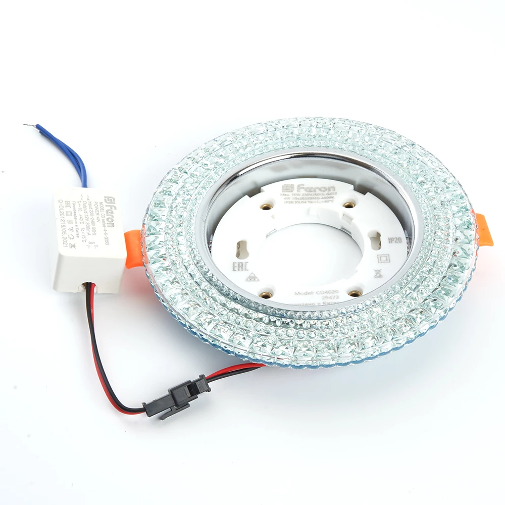 Светильник встраиваемый с белой LED подсветкой Feron CD4020 потолочный GX53 без лампы прозрачный (29473) - Viokon.com