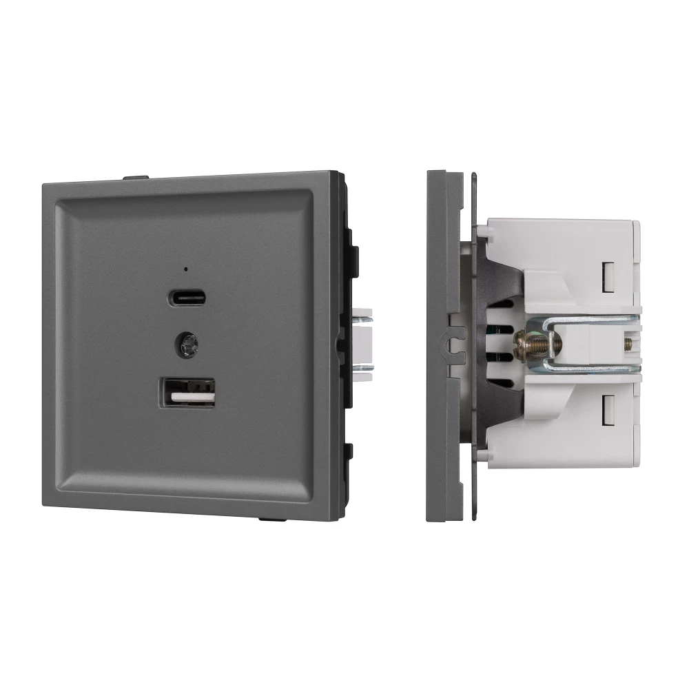 Механизм USB розетки SCT-TENDO-MUAC-SFPL-GR (5V, 3A, QC3) (Arlight, Матовый графитовый) 054538 - Viokon.com