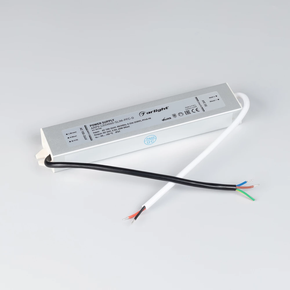 Блок питания ARPV-LG24060-SLIM-PFC-D (24V, 2.5A, 60W) (Arlight, IP67 Металл, 5 лет) 031720 - Viokon.com