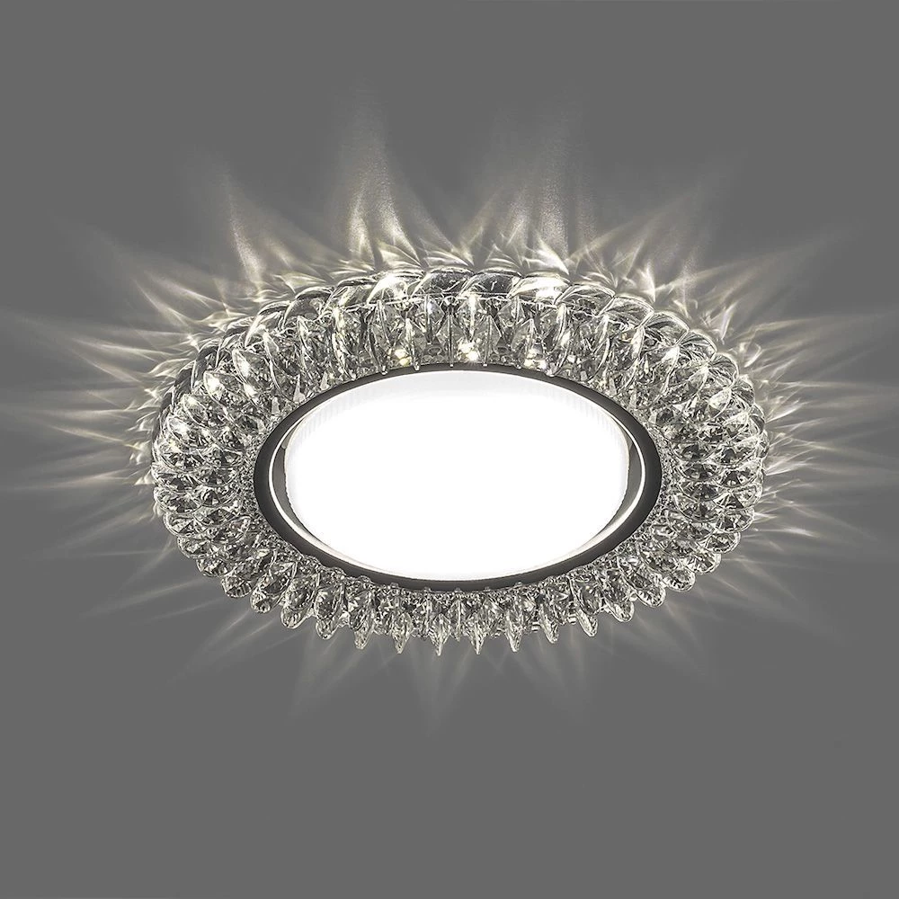 Светильник встраиваемый с белой LED подсветкой Feron CD4035 потолочный GX53 без лампы, прозрачный, хром (40502) - Viokon.com