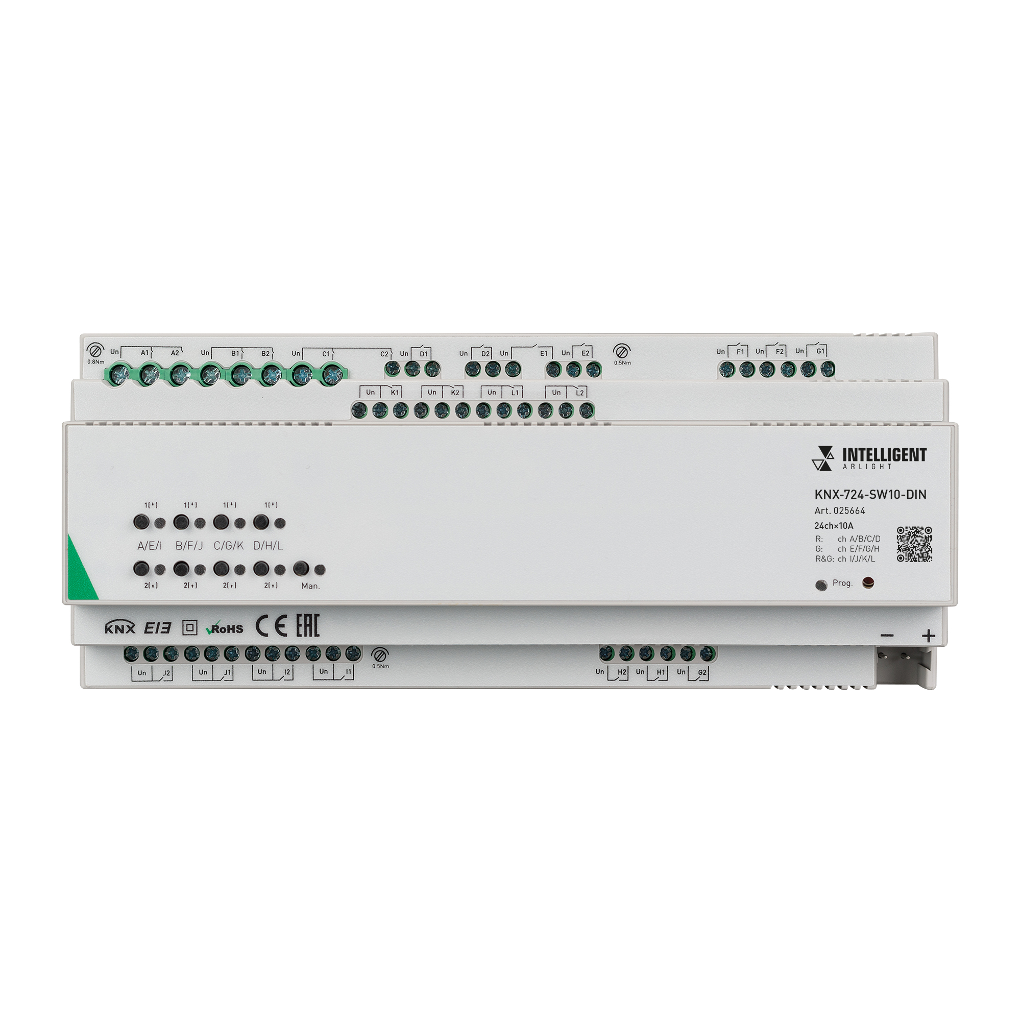 INTELLIGENT ARLIGHT Релейный модуль KNX-724-SW10-DIN (BUS, 24х10A) (Arlight, -) 025664 - Viokon.com