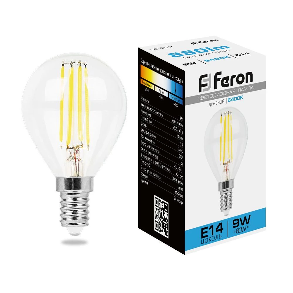 Лампа светодиодная Feron LB-509 Шарик E14 9W 230V 6400K (38223) - Viokon.com