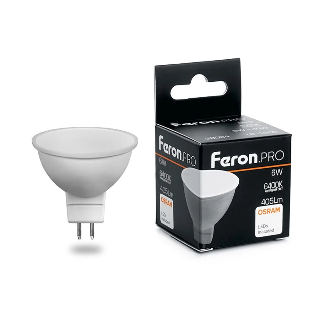 Лампа светодиодная Feron.PRO LB-1606 MR16 G5.3 6W 175-265V 6400K (38085) - Viokon.com