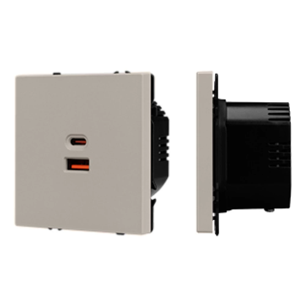 Механизм розетки с быстрой USB зарядкой SCT-NOBE-MUAC-SFPL-FC-CA (65W, QC3) (Arlight, Кашемир) 059446 - Viokon.com