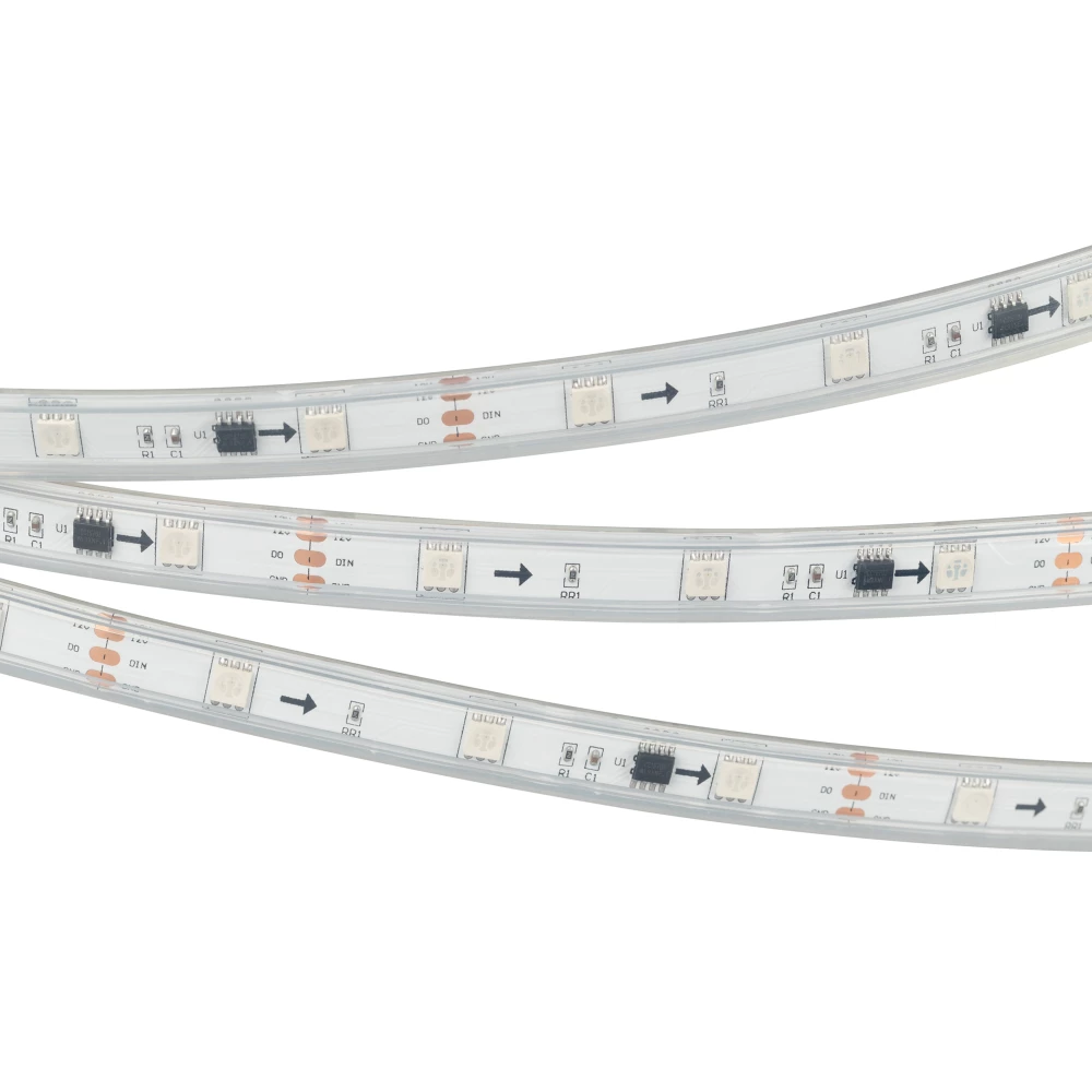 Лента герметичная SPI-P-B30-12mm 12V RGB-PX3 (7.2W/m, IP66, 5060, 5m) (Arlight, бегущий огонь) 026370(3) - Viokon.com