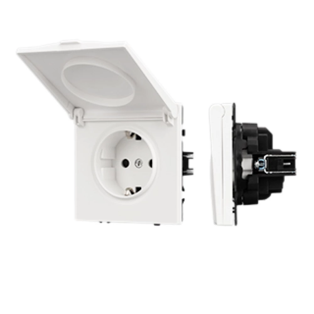Механизм розетки влагозащищённый SCT-NOBE-MCP-SFPL-WH (230V, 16A) (Arlight, Белый кварц) 054280 - Viokon.com