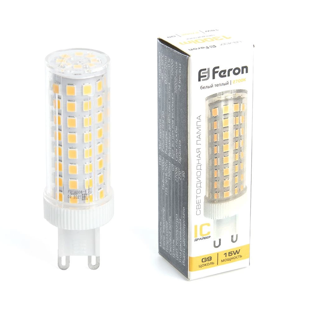 Лампа светодиодная Feron LB-437 G9 15W 175-265V 2700K (38212) - Viokon.com