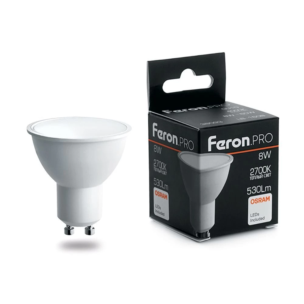 Лампа светодиодная Feron.PRO LB-1608 GU10 8W 175-265V 2700K (38092) - Viokon.com