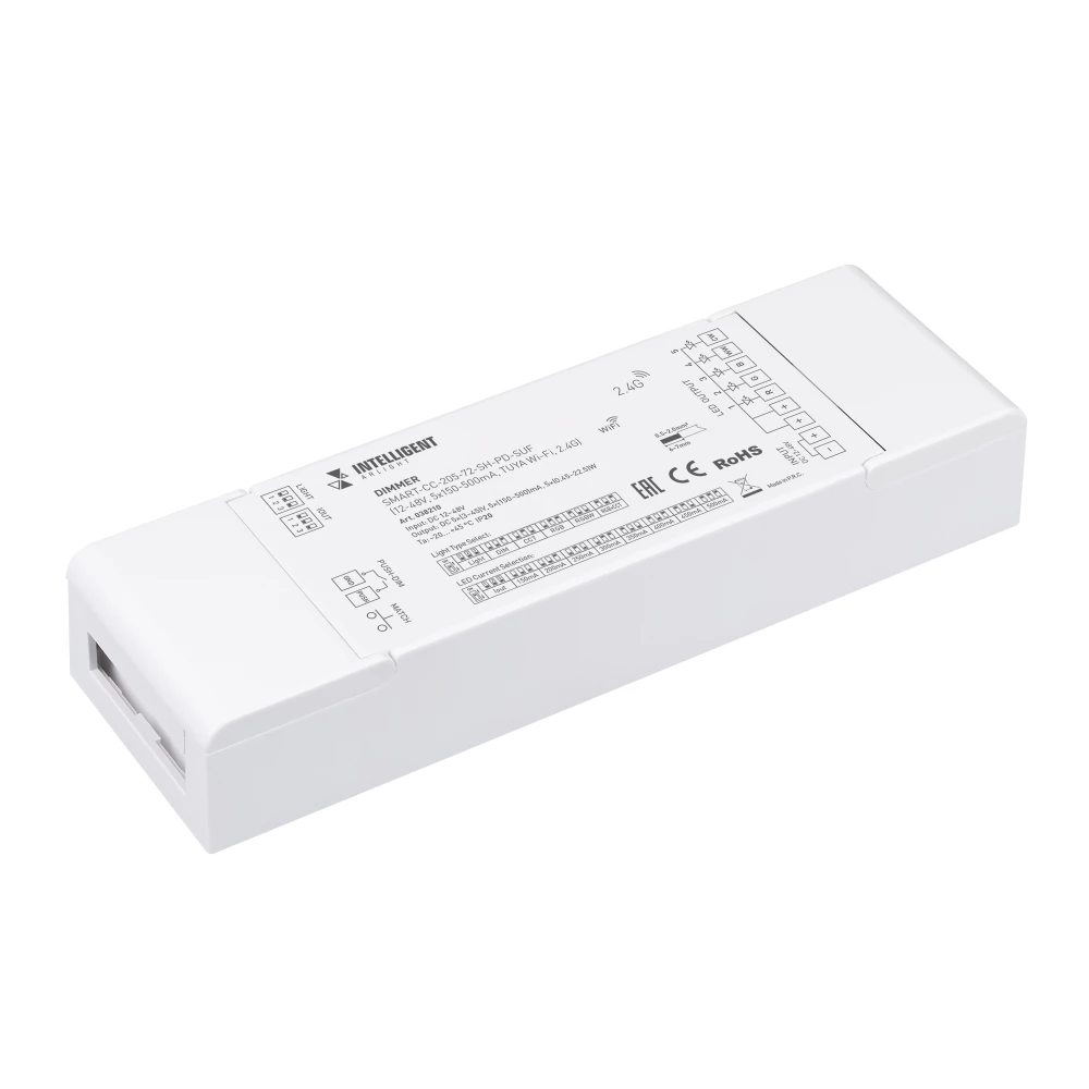 INTELLIGENT ARLIGHT Диммер SMART-CC-205-72-SH-PD-SUF (12-48V, 5x150-500mA, TUYA Wi-Fi, 2.4G) (IARL, Контроллер) 038210 - Viokon.com