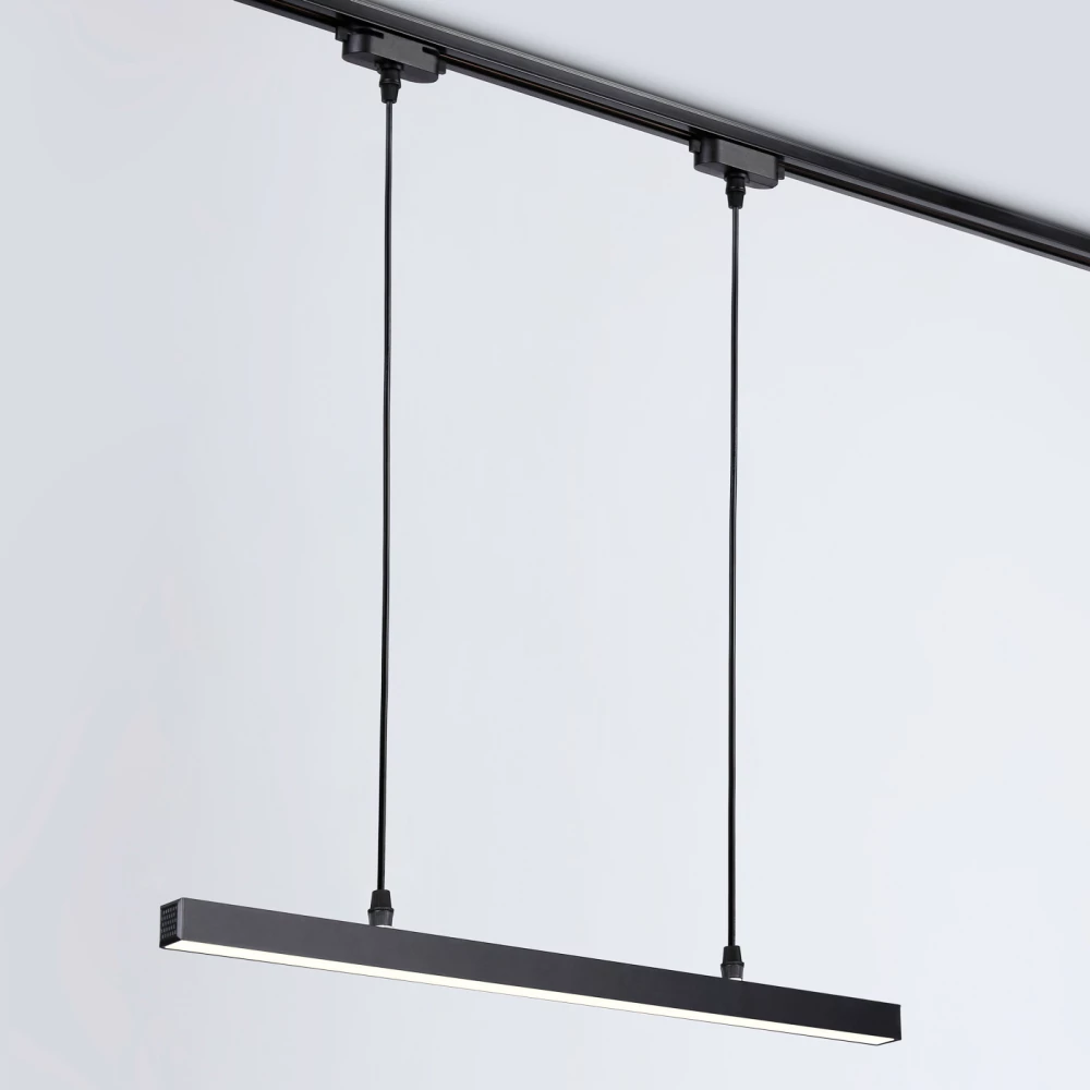 Трековый однофазный подвесной светодиодный светильник GL6785 BK черный LED 24W 3000K 600*22*1025 - Viokon.com