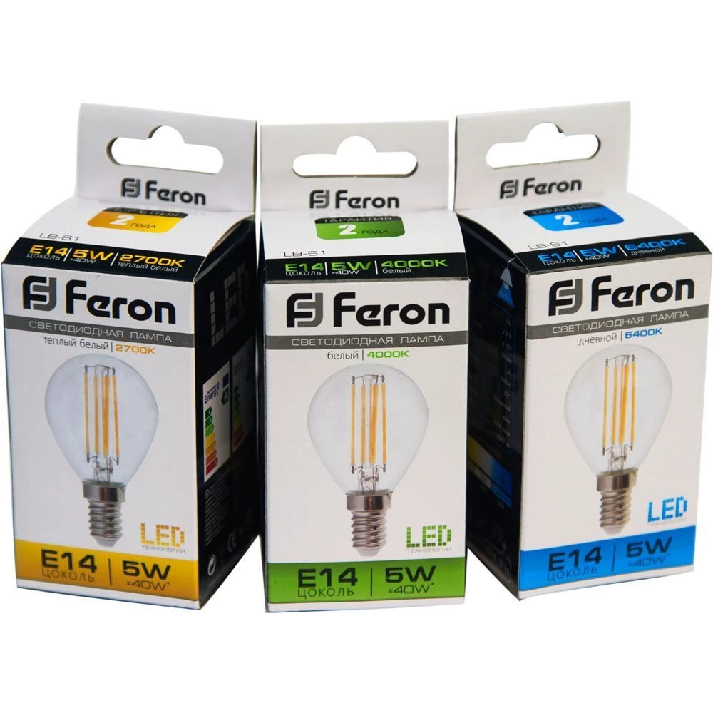 Лампа светодиодная Feron LB-61 Шарик E14 5W 6400K (25580) - Viokon.com
