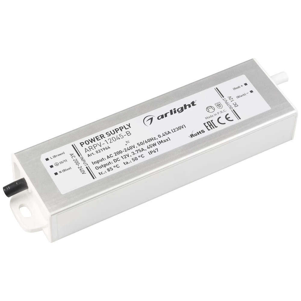 Блок питания ARPV-12045-B (12V, 3.8A, 45W) (Arlight, IP67 Металл, 3 года) 021964 - Viokon.com