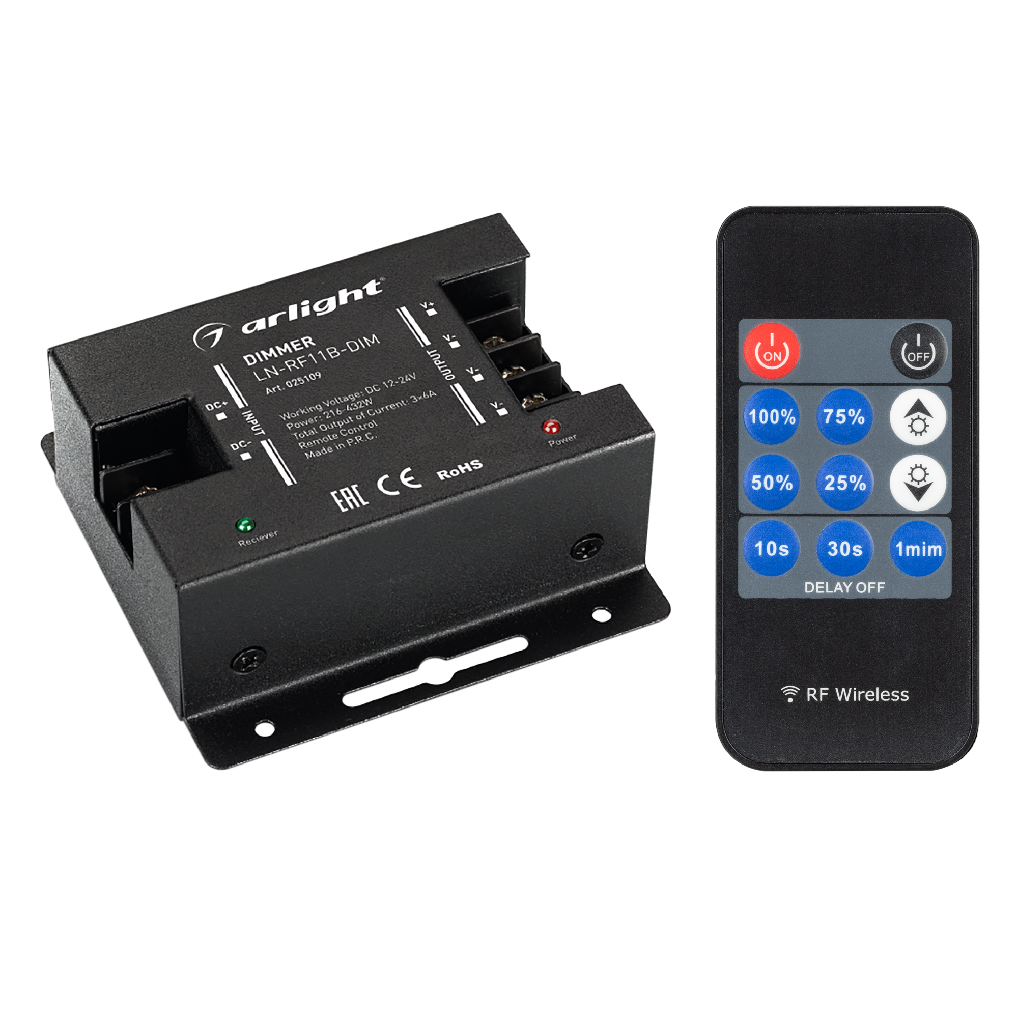Диммер LN-RF11B-DIM (12-24V, 3x6A, ПДУ Карта 11 кн) (Arlight, IP20 Металл, 1 год) 025109 - Viokon.com