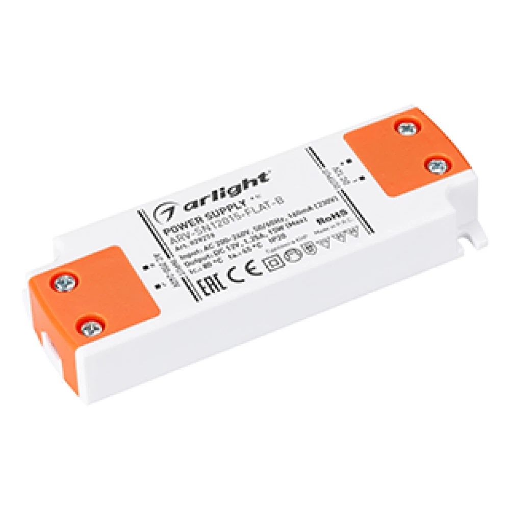 Блок питания ARV-SN12015-FLAT-B (12V, 1.25A, 15W) (Arlight, IP20 Пластик, 3 года) 029276 - Viokon.com
