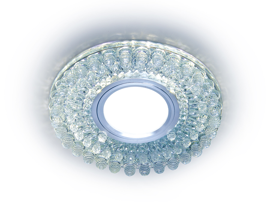 Встраиваемый точечный светильник MR16 с LED подсветкой S376 CL прозрачный GU5.3+3W(LED COLD) D120*25 - Viokon.com