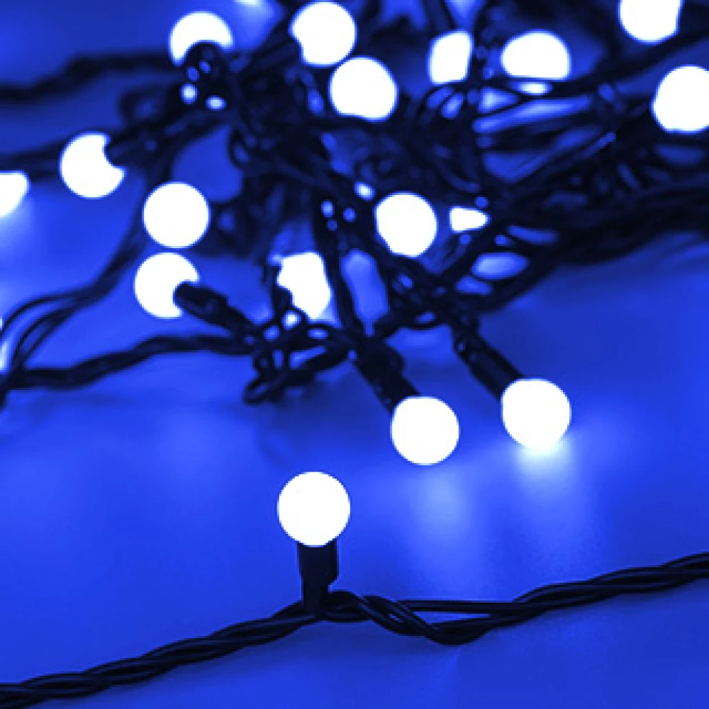 Светодиодная гирлянда ARD-BALL-CLASSIC-D13-10000-BLACK-100LED BLUE (230V, 7W) (Ardecoled, IP65) 025570 - Viokon.com