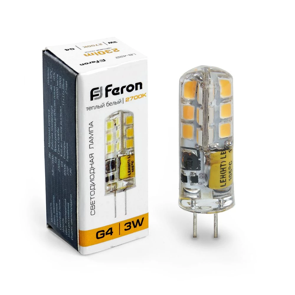 Лампа светодиодная Feron LB-422 G4 3W 12V  2700K (25531) - Viokon.com