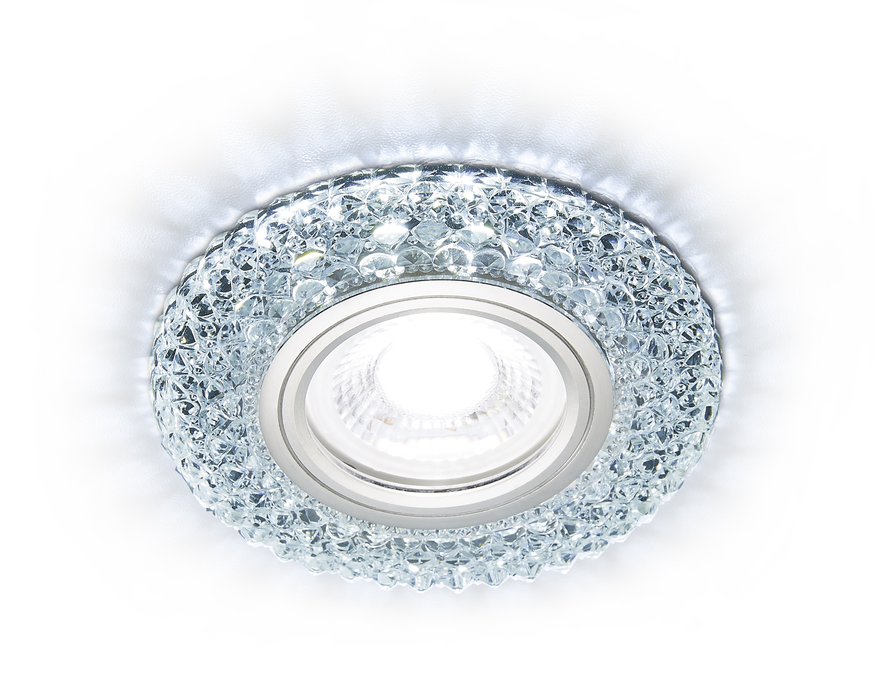 Встраиваемый точечный светильник MR16 с LED подсветкой S291 CH хром/прозрачный хрусталь/MR16+3W(LED COLD) - Viokon.com