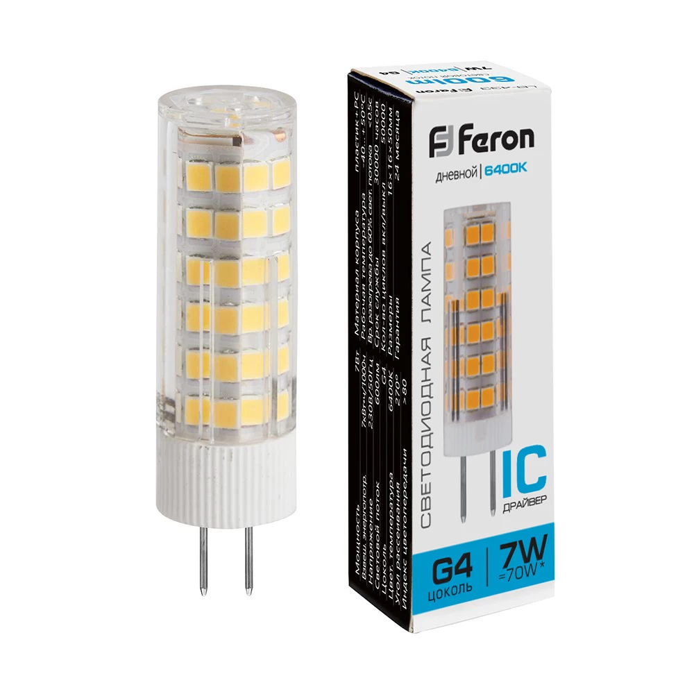 Лампа светодиодная Feron LB-433 G4 7W 175-265V 6400K (25865) - Viokon.com