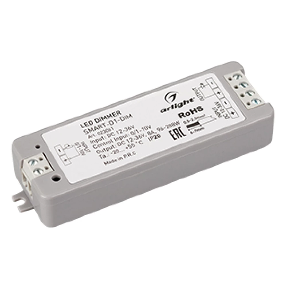 Диммер SMART-D1-DIM (12-36V, 0/1-10V) (Arlight, IP20 Пластик, 5 лет) 023061 - Viokon.com