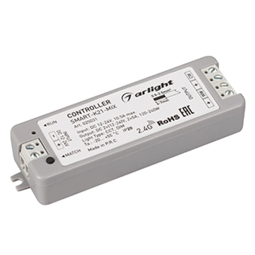 Контроллер SMART-K21-MIX (12-24V, 2x5A, 2.4G) (Arlight, IP20 Пластик, 5 лет) 025031 - Viokon.com