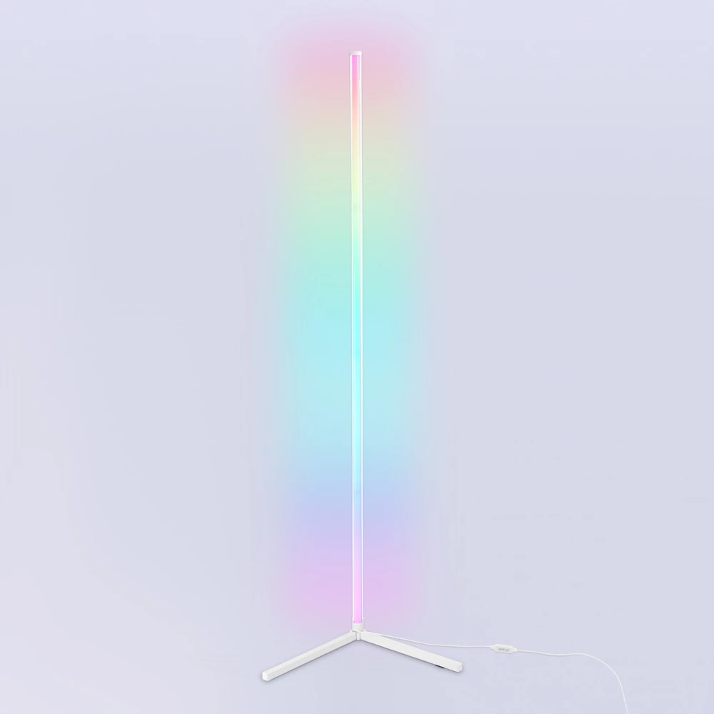 Светильник светодиодный напольный RGB с пультом FL8025 WH белый LED 20W RGB D32*1650 (ПДУ РАДИО 2.4G) - Viokon.com