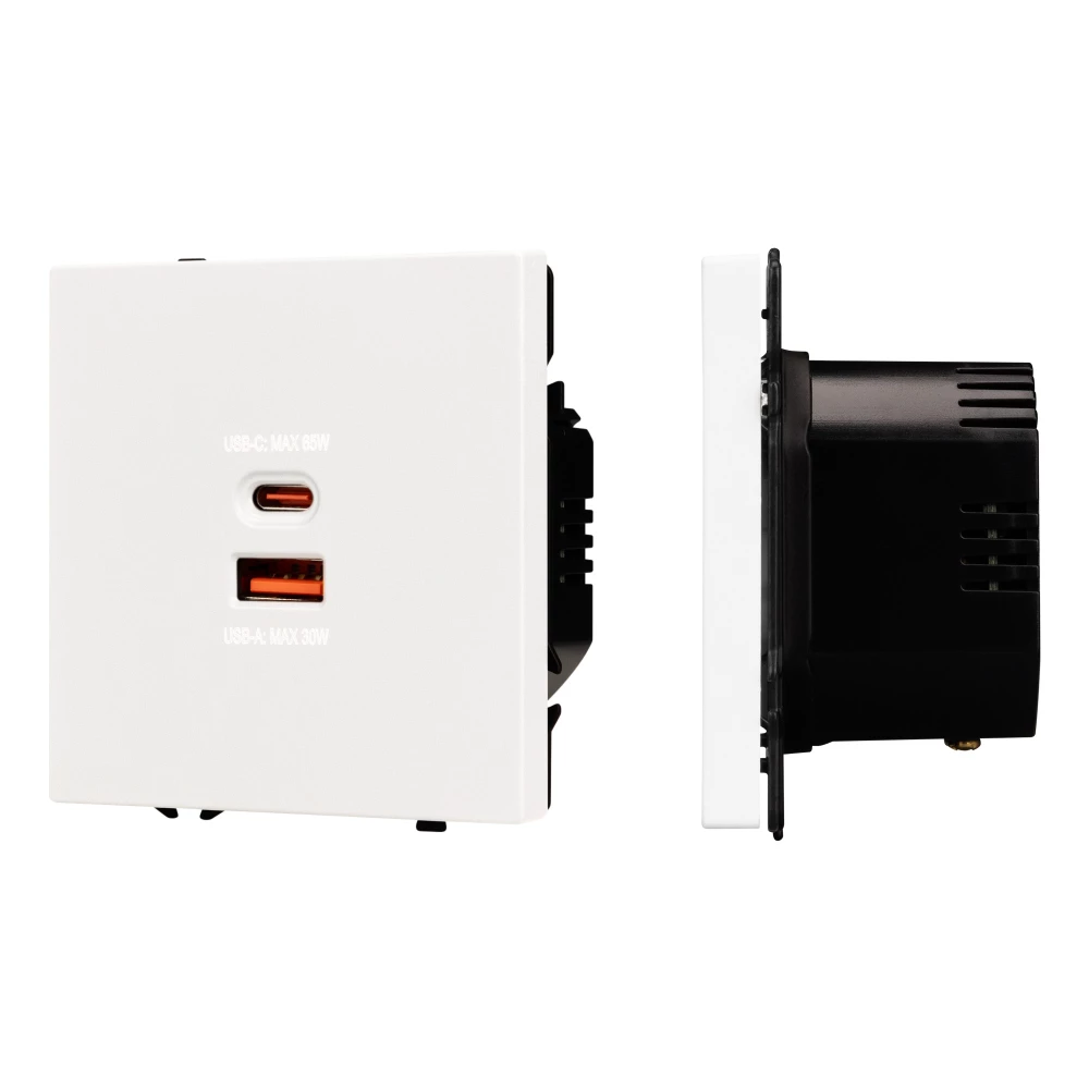 Механизм розетки с быстрой USB зарядкой SCT-NOBE-MUAC-SFPL-FC-WH (65W, QC3) (Arlight, Белый кварц) 054316 - Viokon.com