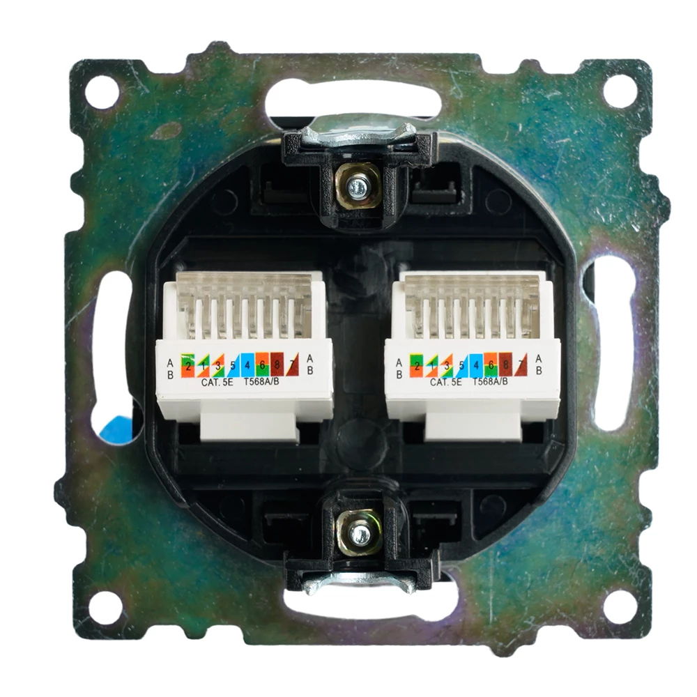 Розетка компьютерная 2-местная RJ-45 (механизм) ,STEKKER ,GLS00-7109-05, серия Катрин, черный (50007) - Viokon.com