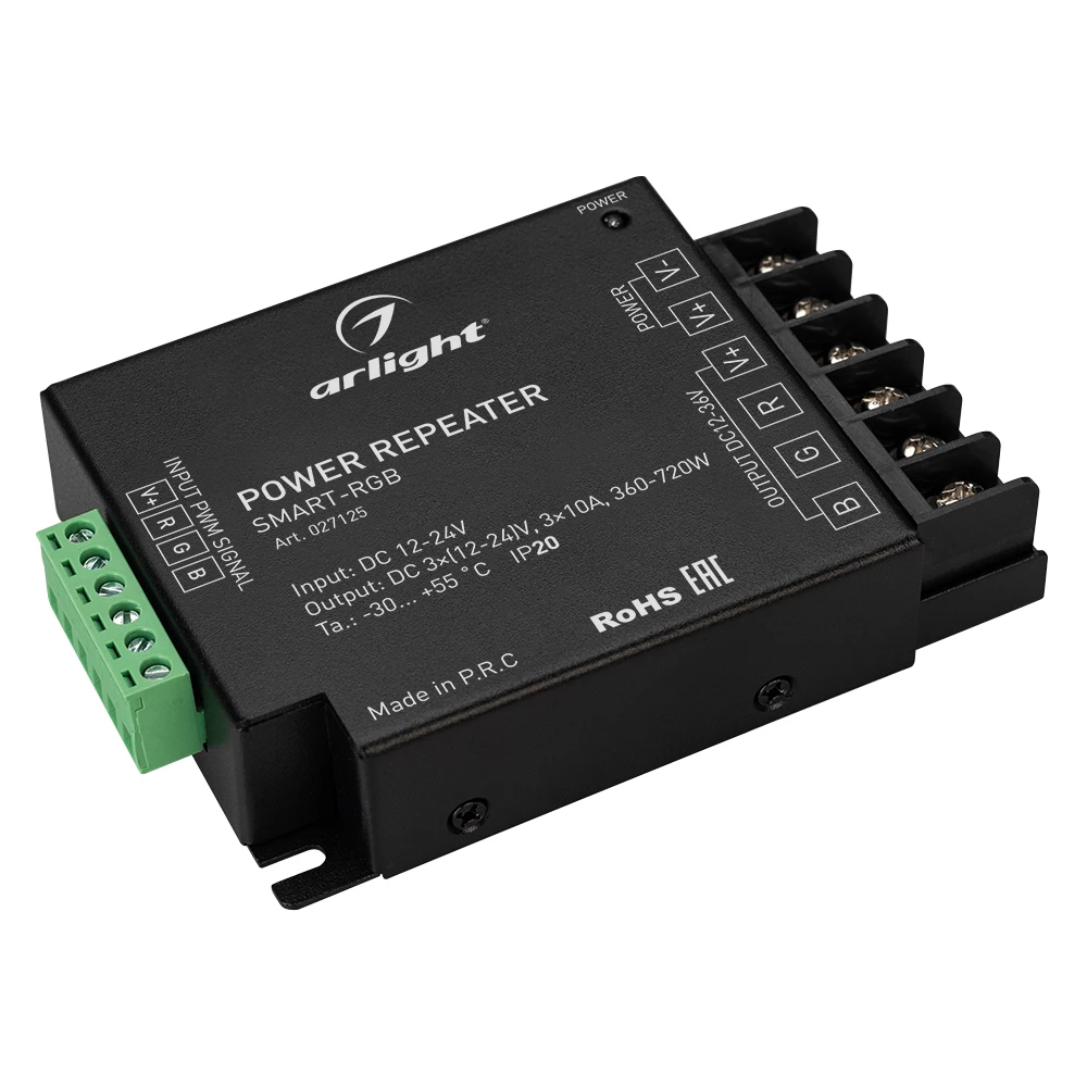 Усилитель SMART-RGB (12-24V, 3x10A) (Arlight, IP20 Металл, 5 лет) 027125 - Viokon.com