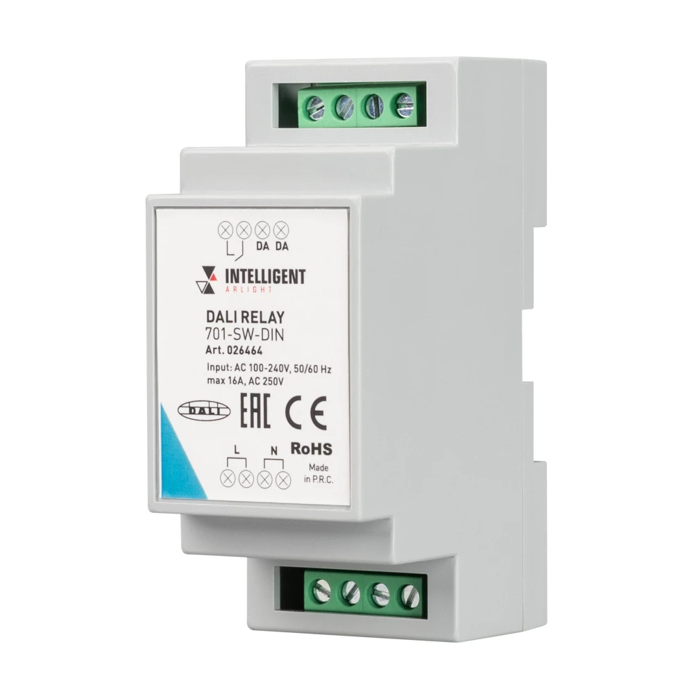 INTELLIGENT ARLIGHT Релейный модуль DALI-701-SW-DIN (BUS, 16A) (IARL, DIN-рейка) 026464 - Viokon.com