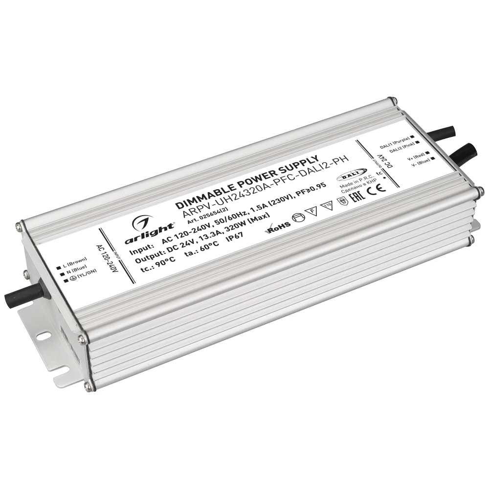 Блок питания ARPV-UH24320A-PFC-DALI2-PH (24V, 13.3A, 320W) (Arlight, IP67 Металл, 7 лет) 025654(2) - Viokon.com